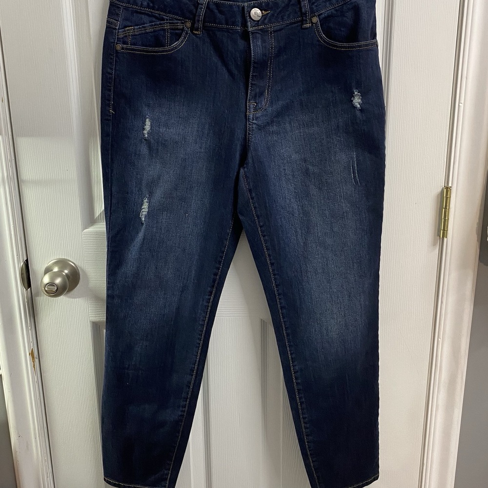 1822 Denim Stitch Fix Jeans Womens Size 14 Distressed Straight Leg Stretch Ankle